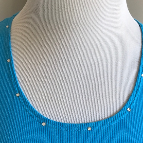 Turquoise Blue Rhinestone Tank - Picture 2 of 5